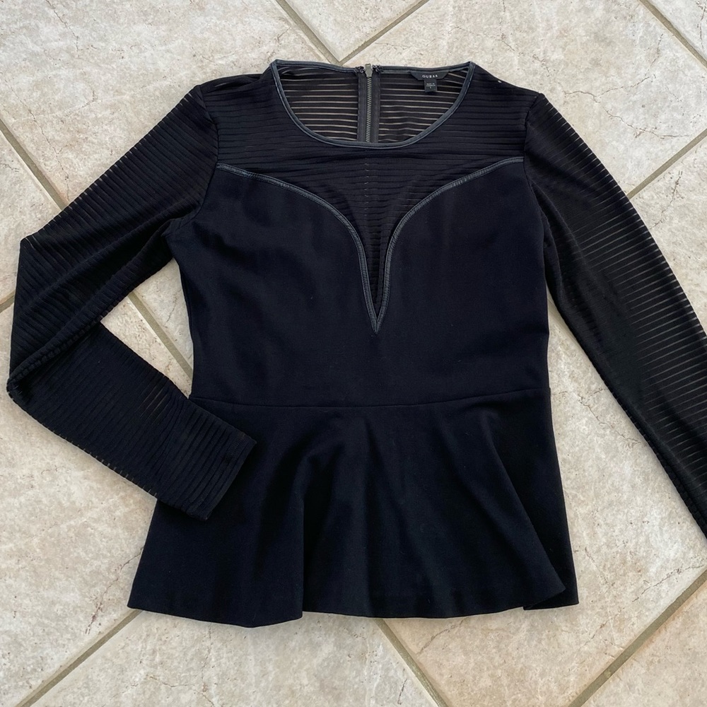 Long Sleeve Black Guess Top